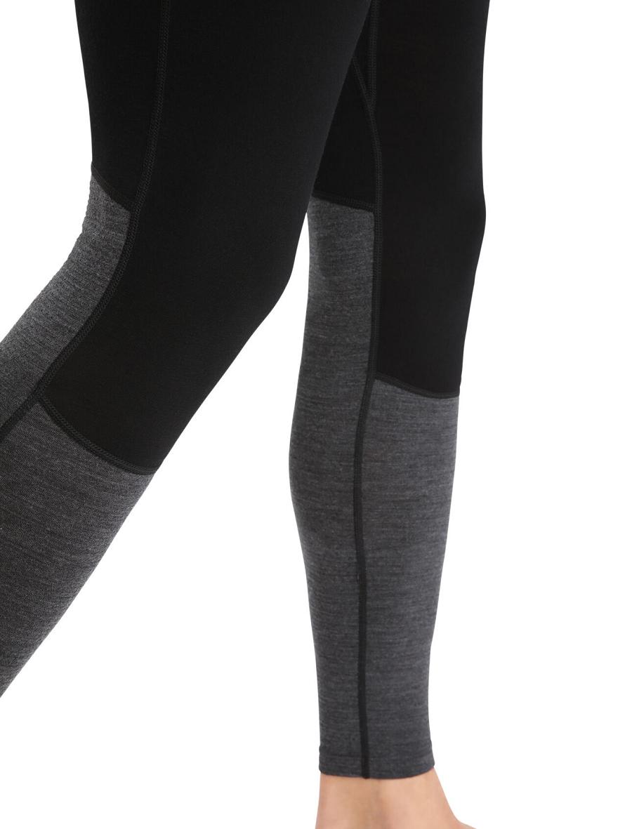 Icebreaker 200 ZoneKnit™ Merino Leggings Miesten Base Layers Mustat | FI 1341QMAZ